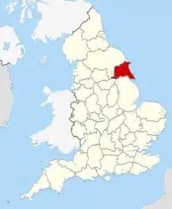 Map of England with Yorkshire highlighted
